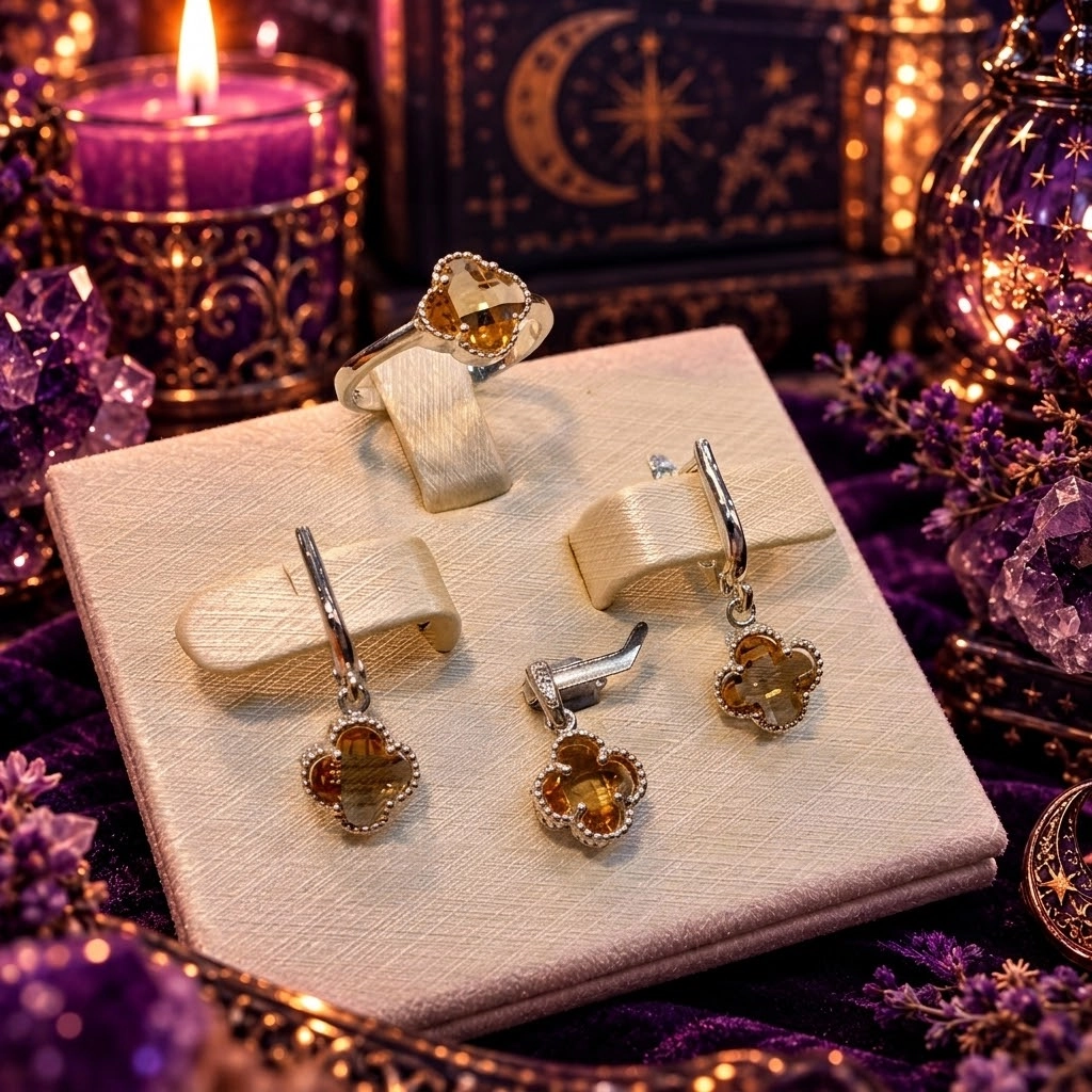 Zultanit Van Cleef Yüzük - Küpe - Kolye Takı Seti