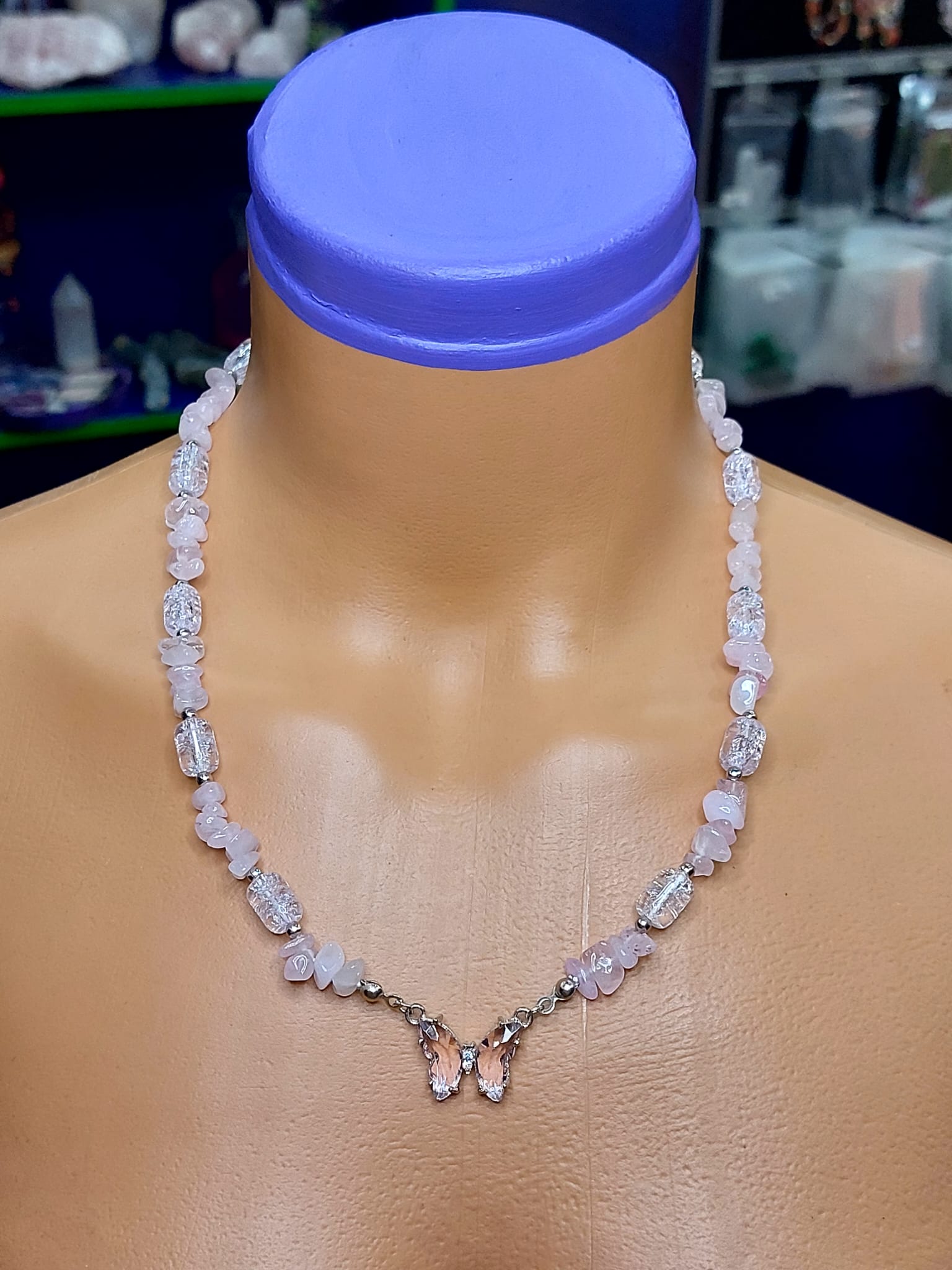 Pembe Kuvars & Necef Kadın Tasarım Kolye 