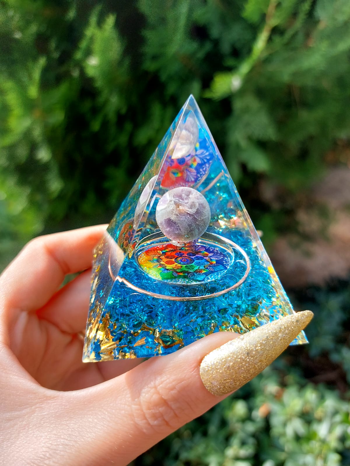 Ametist Flower Of Life Lotus Orgonit Piramit