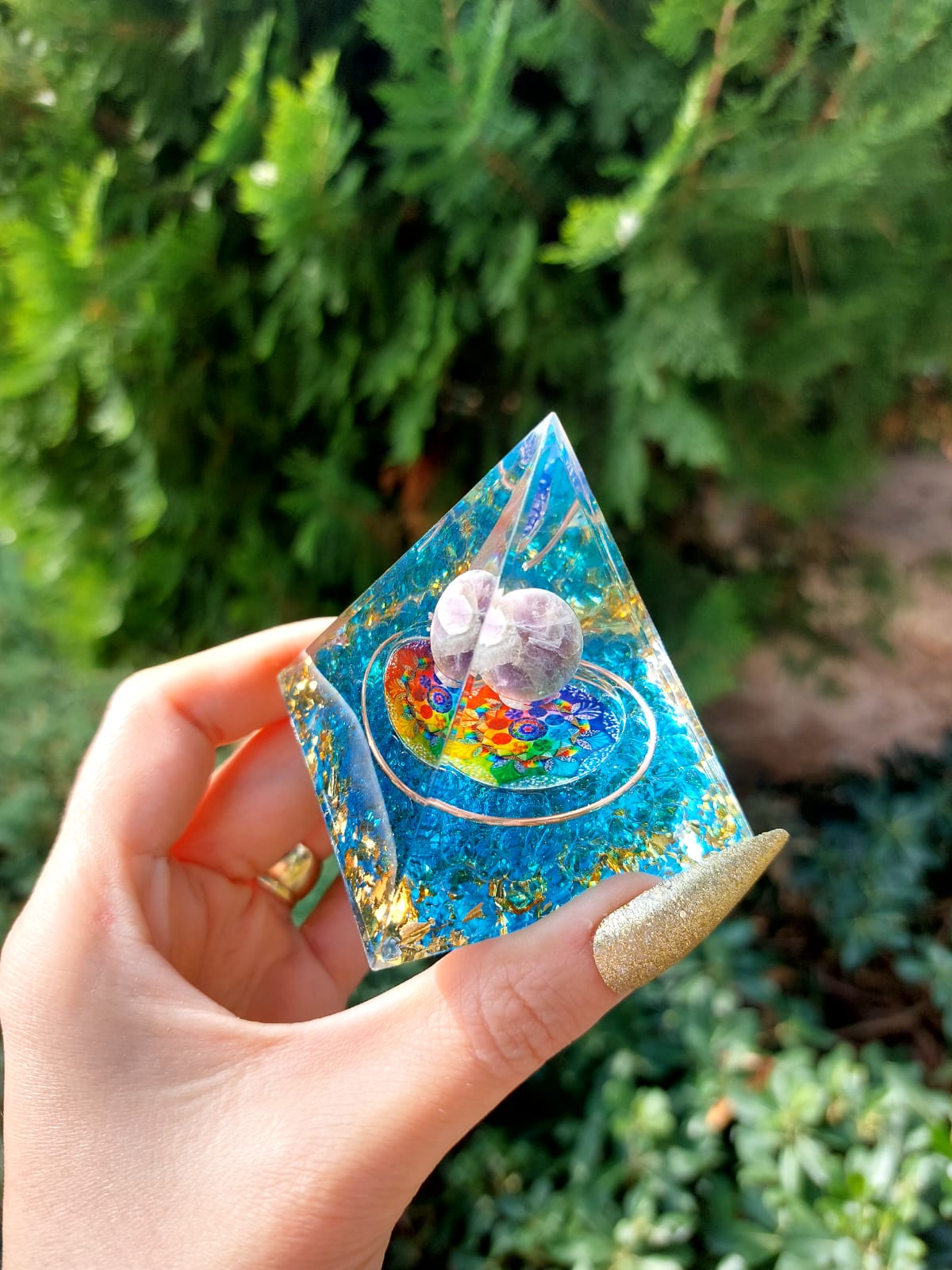 Ametist Flower Of Life Lotus Orgonit Piramit