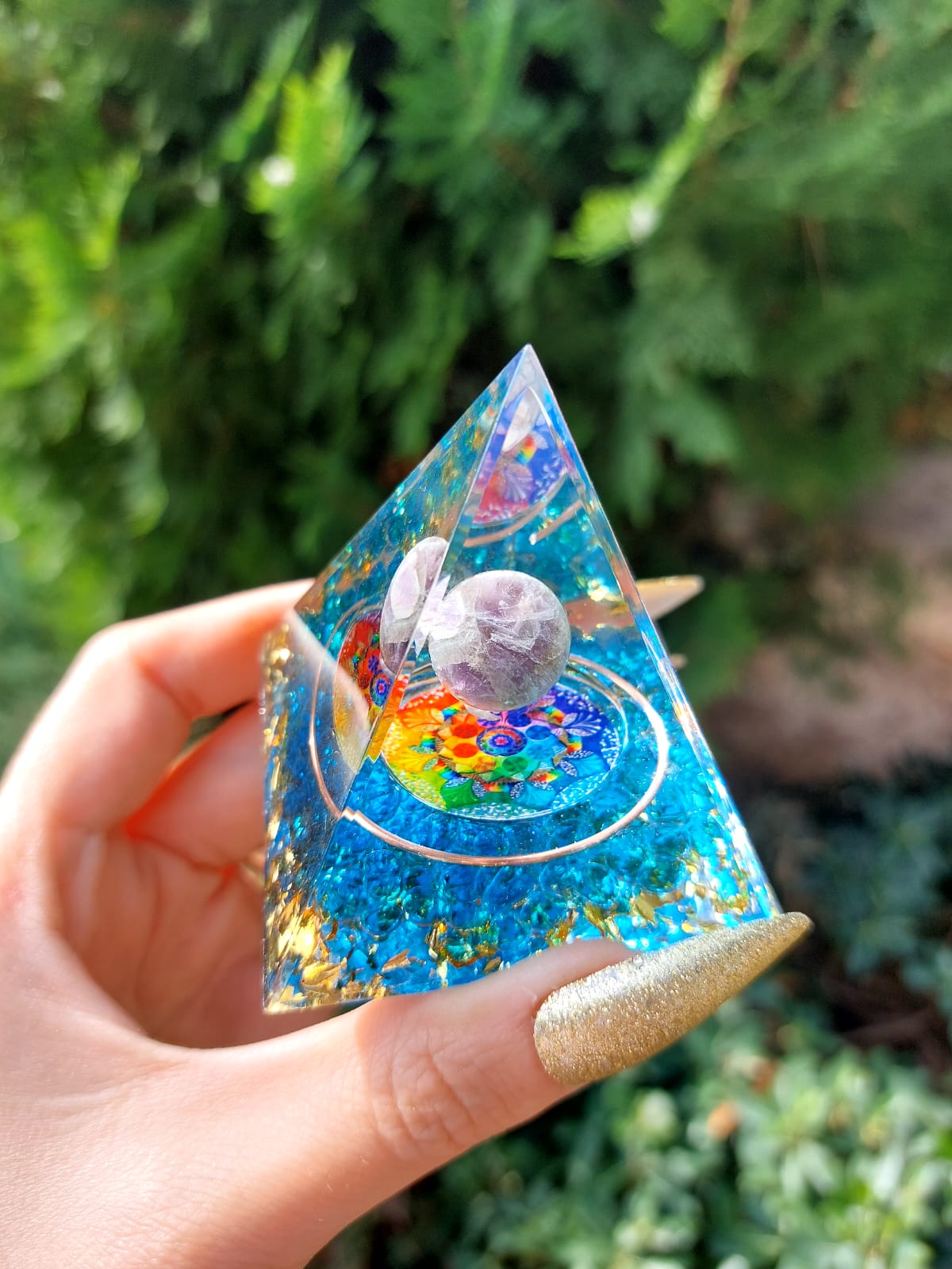 Ametist Flower Of Life Lotus Orgonit Piramit