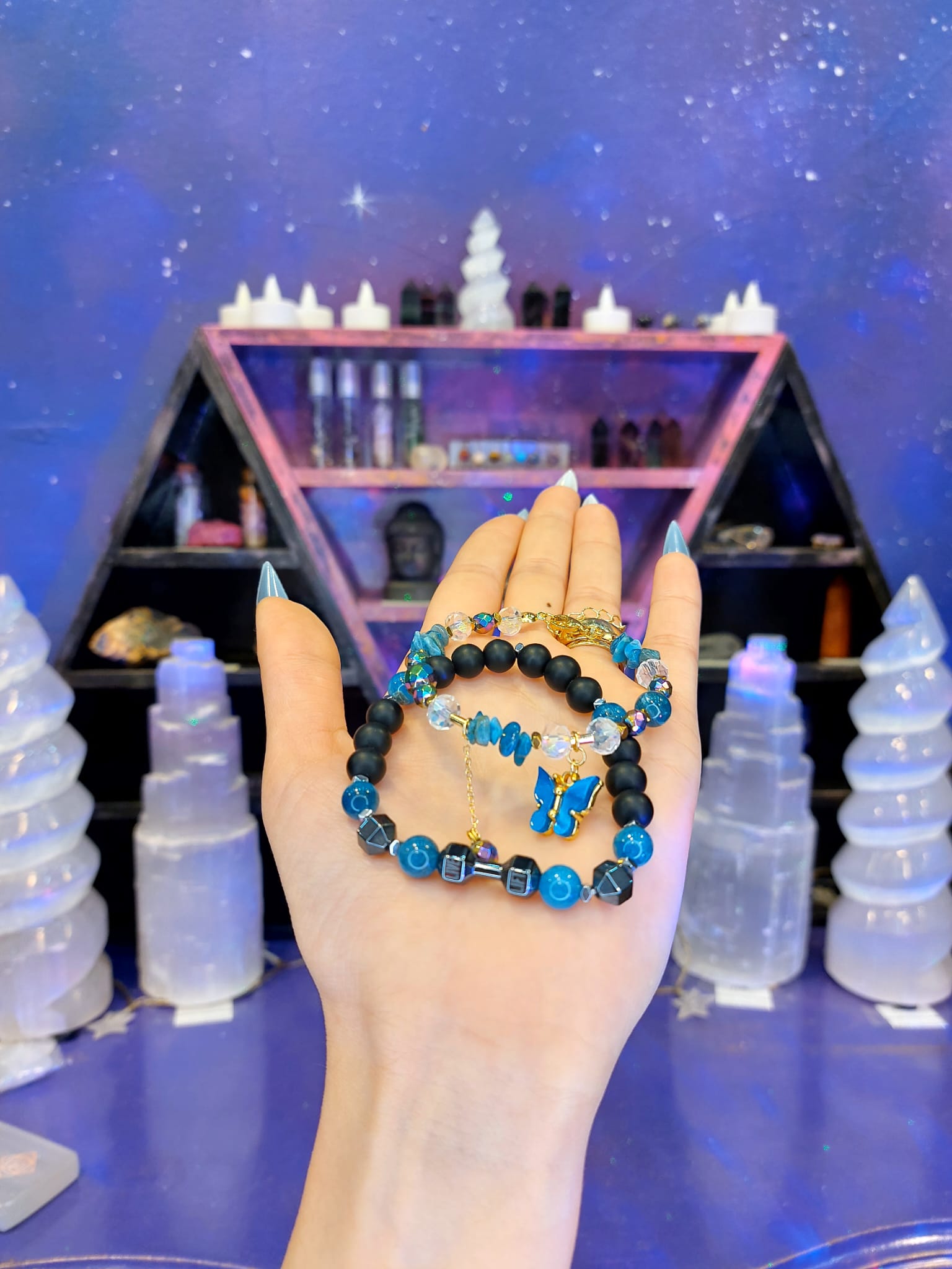 Apatit - Oniks - Rainbow Hematit Özel Tasarım Sevgili Bilekliği