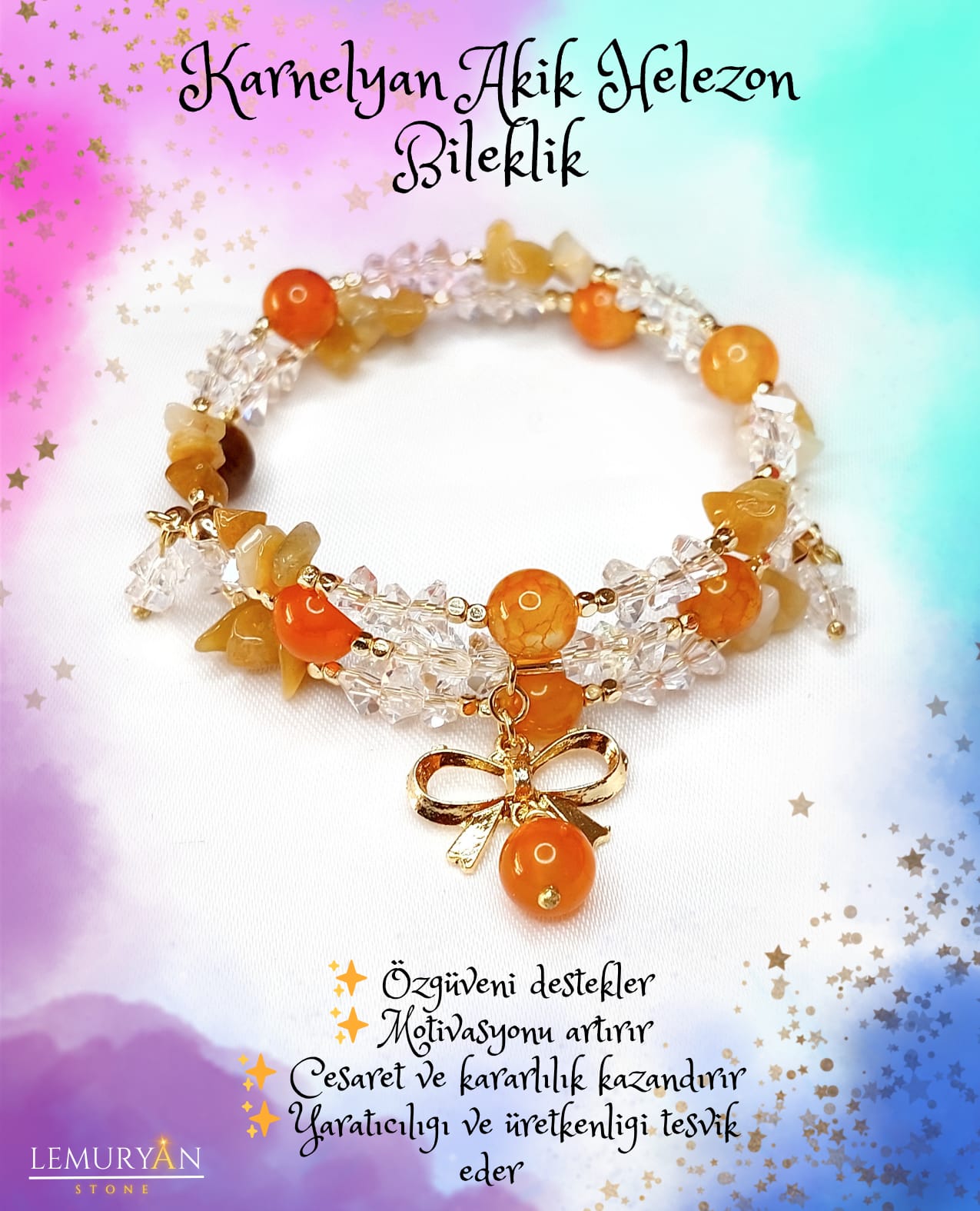 Karnelyan Akik Helezon Tel Doğaltaş Bileklik 