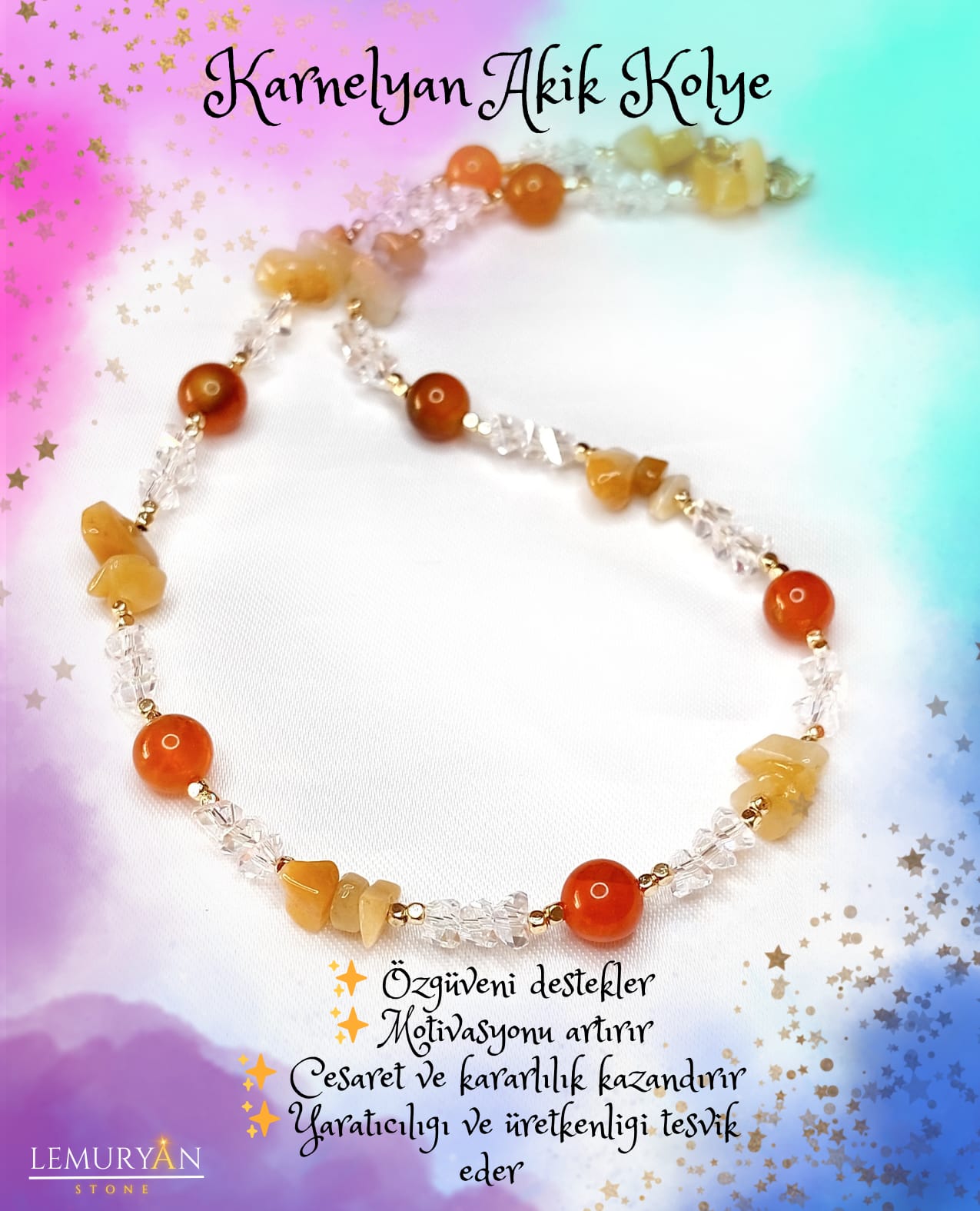 Karnelyan Akik Kadın Tasarım Doğaltaş Kolye 