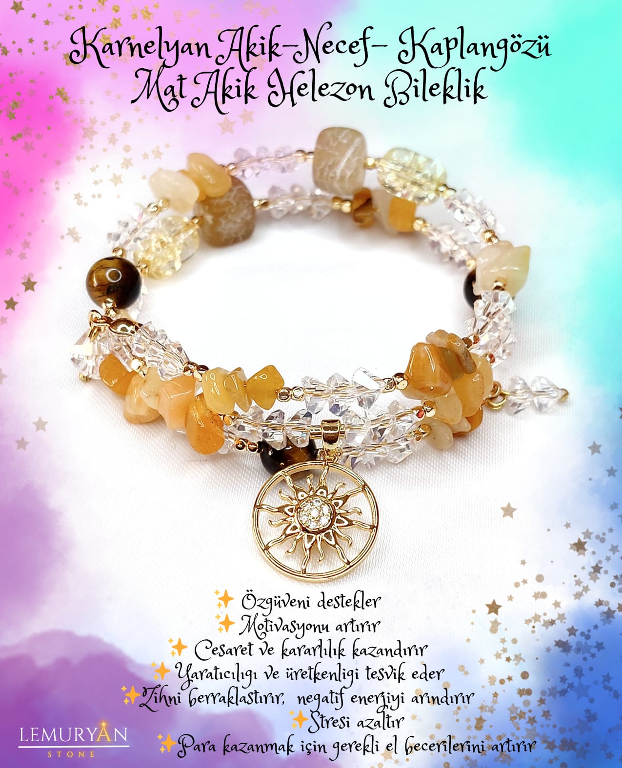 Karnelyan Akik - Kaplangözü - Mat Akik - Necef Helezon Tel Kadın Tasarım Doğaltaş Bileklik