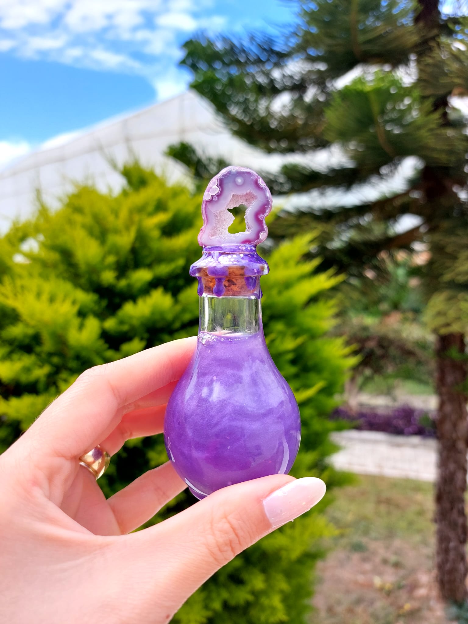 Spiritüel Mini Mor Akik Crystal İksir Şişesi