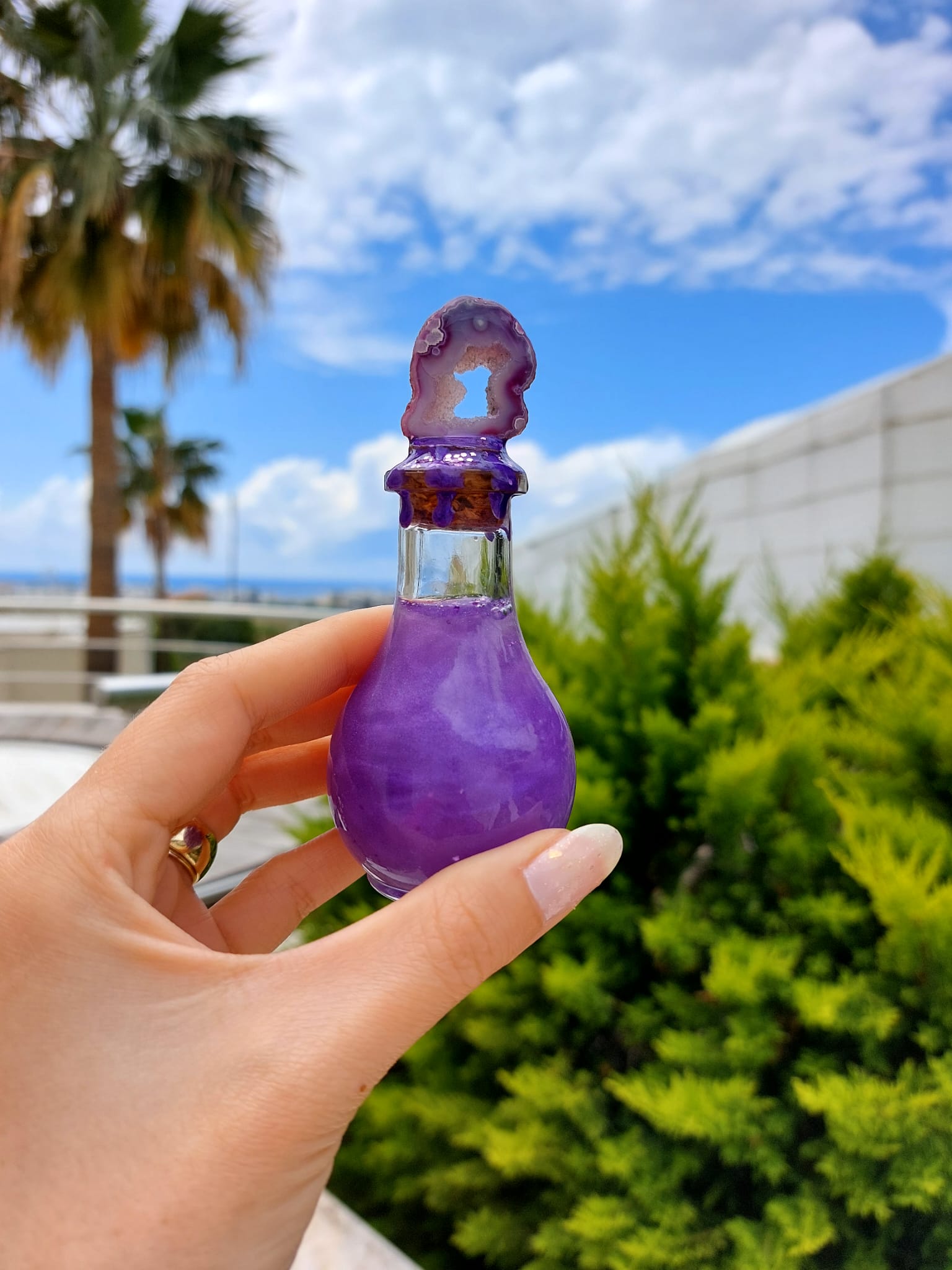 Spiritüel Mini Mor Akik Crystal İksir Şişesi
