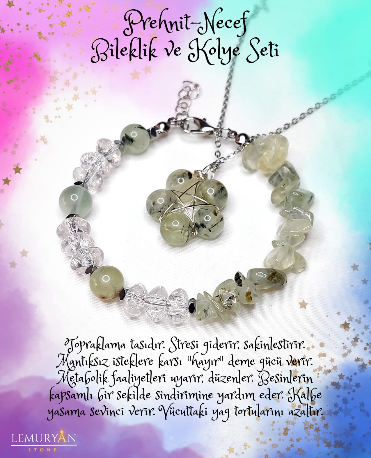 Prinayt Kadın Tasarım Doğaltaş Kolye & Bileklik Set