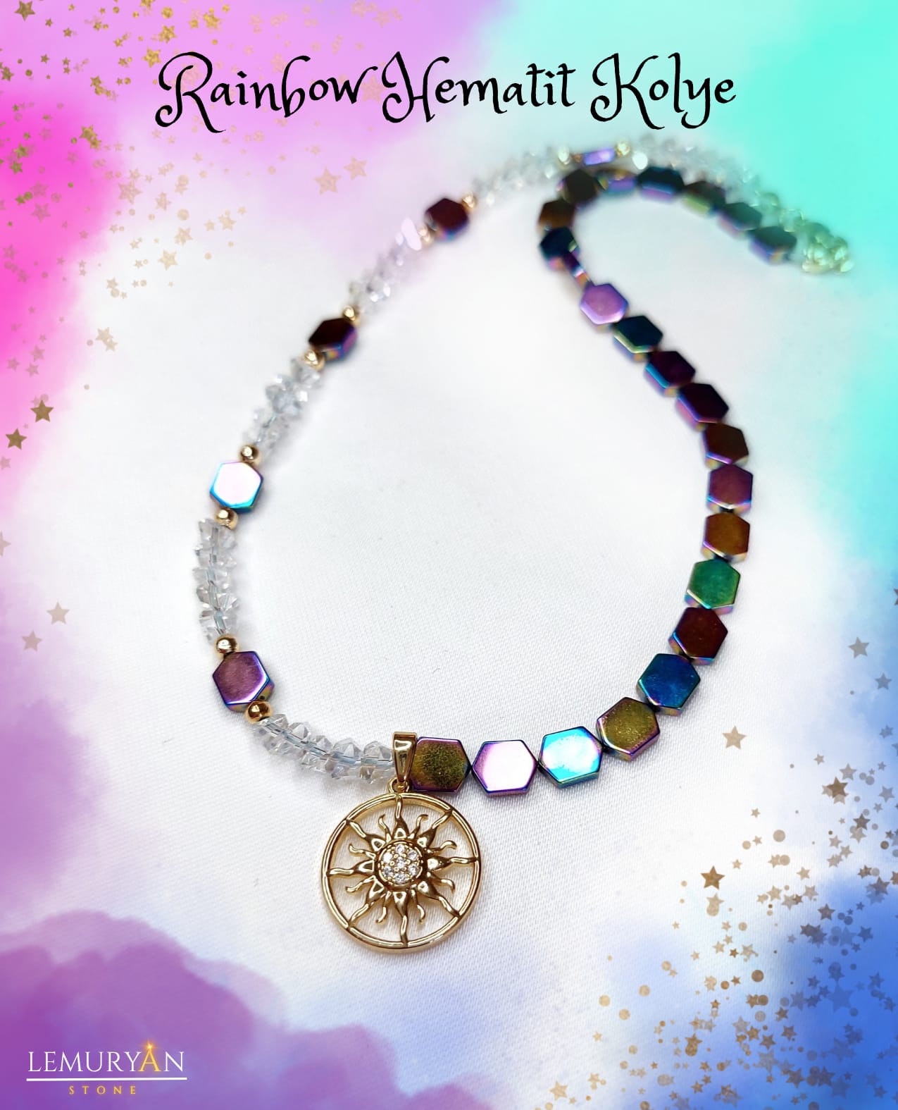 Rainbow Hematit Kadın Tasarım Kolye