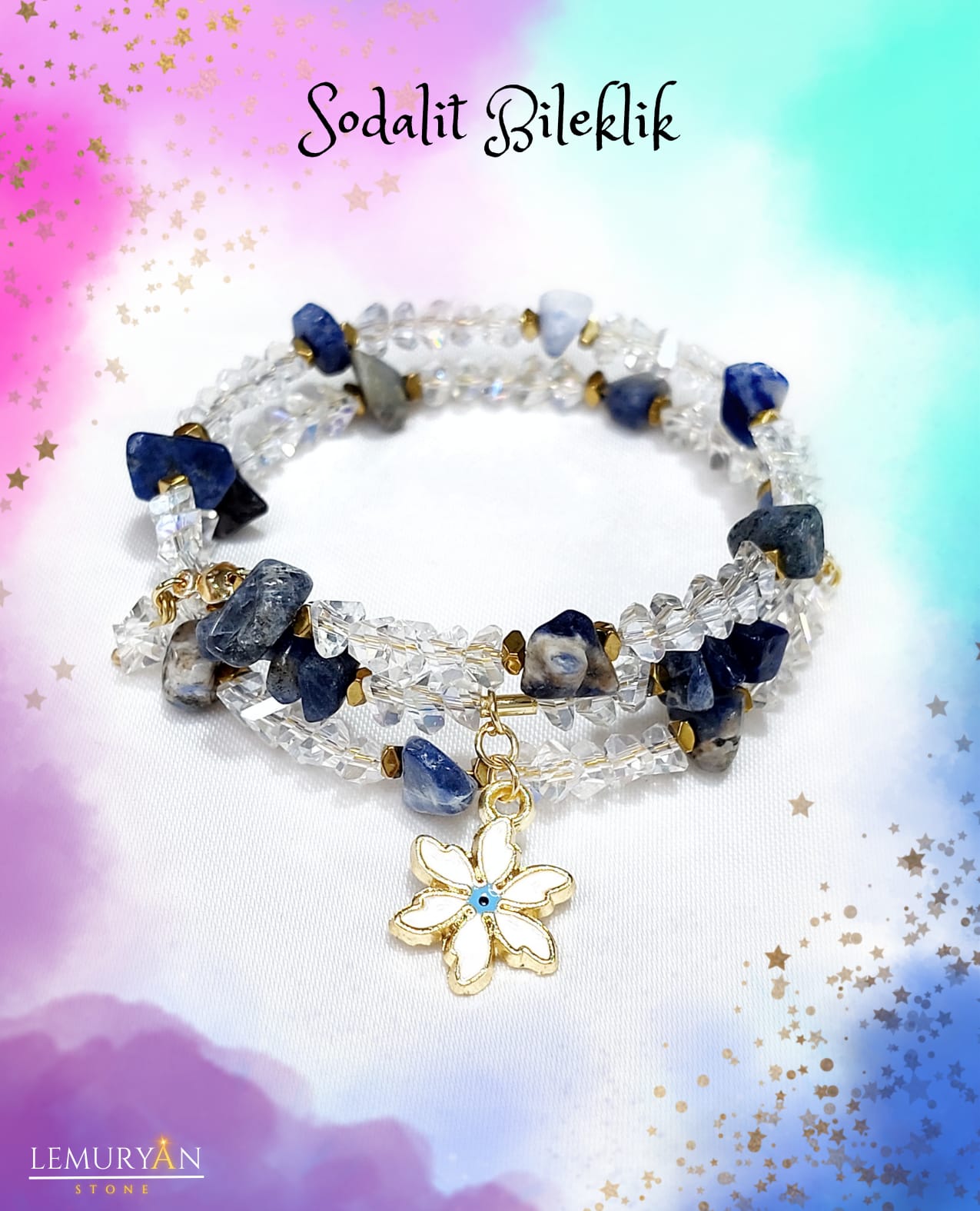 Sodalit Kadın Tasarım Helezon Tel Doğaltaş Bileklik