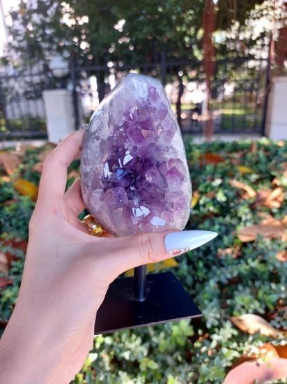 Ametist Metal Standlı Dekoratif Koleksiyonluk Kaya