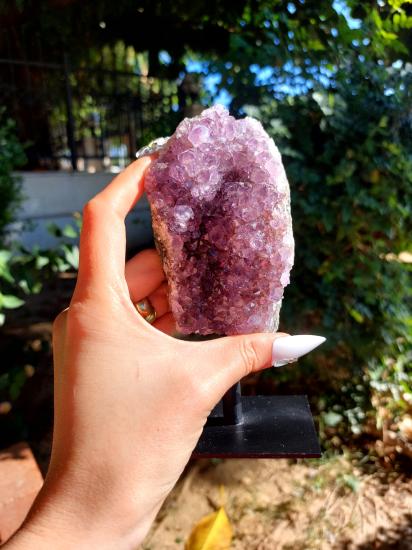 Ametist Metal Standlı Dekoratif Koleksiyonluk Kaya