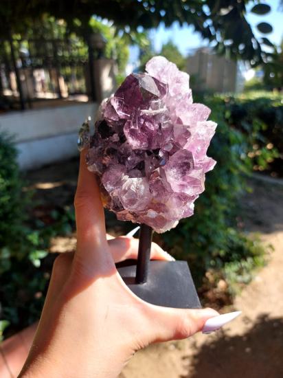 Ametist Metal Standlı Dekoratif Koleksiyonluk Kaya