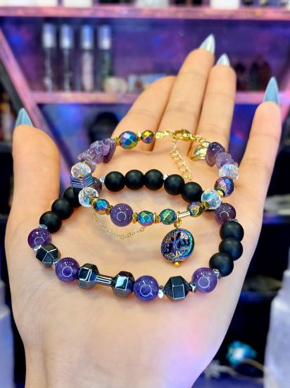Ametist - Oniks - Rainbow Hematit Özel Tasarım Sevgili Bilekliği