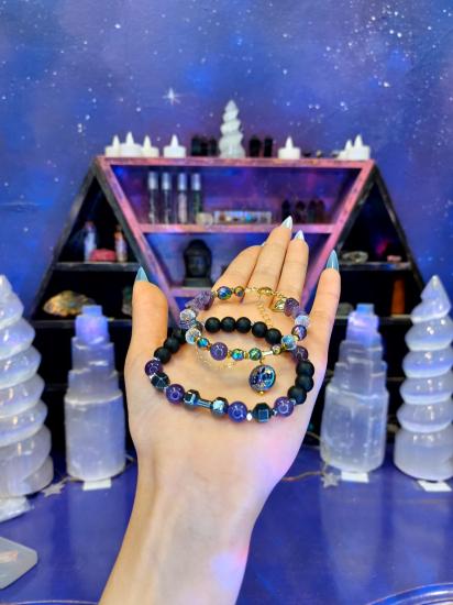 Ametist - Oniks - Rainbow Hematit Özel Tasarım Sevgili Bilekliği