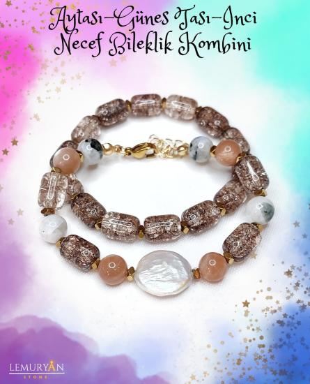 Aytaşı - Güneş Taşı - Barok İnci - Necef Kadın Tasarım Bileklik Kombini
