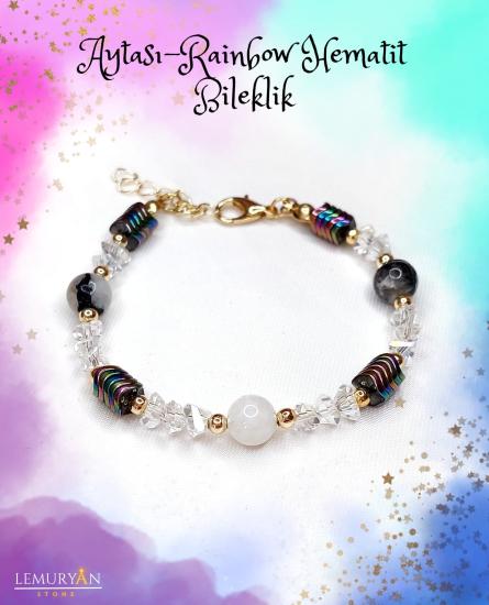 Aytaşı & Rainbow Hematit Kadın Tasarım Bileklik