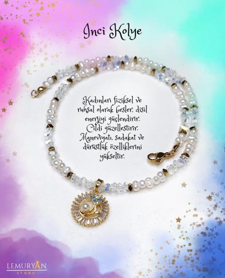 Orijinal İnci Minimal Kadın Tasarım Doğaltaş Kolye