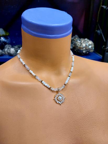 Orijinal İnci Minimal Kadın Tasarım Doğaltaş Kolye