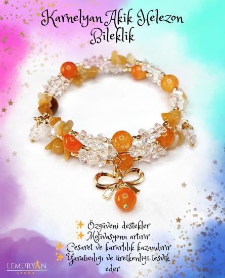 Karnelyan Akik Helezon Tel Doğaltaş Bileklik 
