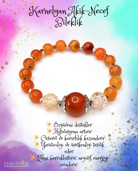 Karnelyan Akik & Necef Taşı Kadın Tasarım Doğaltaş Bileklik