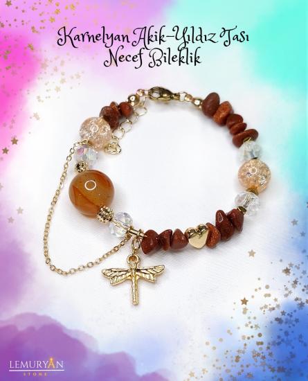 Karnelyan Akik - Yıldız Taşı (Altın Taş) - Necef Kadın Tasarım Doğaltaş Bileklik