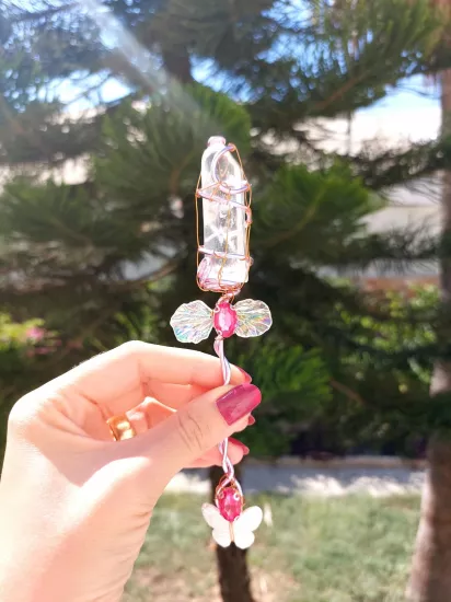 Pinkl Bakır Kristal Kuvars Değnek