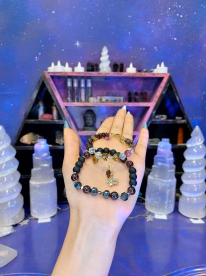 Granat Lal- Oniks - Rainbow Hematit Özel Tasarım Sevgili Bilekliği