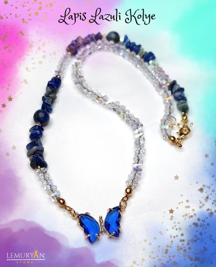 Lapis Lazuli Doğal Taş 2’li Bileklik ve Kolye Seti – El Yapımı Enerji Dengeleyici Takı