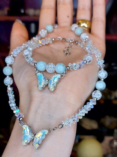 Larimar & Necef Doğal Taşlı Tasarım Kolye ve Bileklik Seti