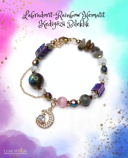 Labradorit- Rainbow Hematit - Kedigözü Kadın Tasarım Doğaltaş Bileklik