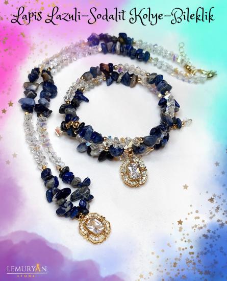 Lapis Lazuli & Sodalit Kolye - Bileklik Doğaltaş Set 