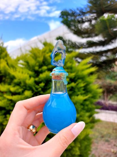 Spiritüel Mini Mavi Akik Crystal İksir Şişesi