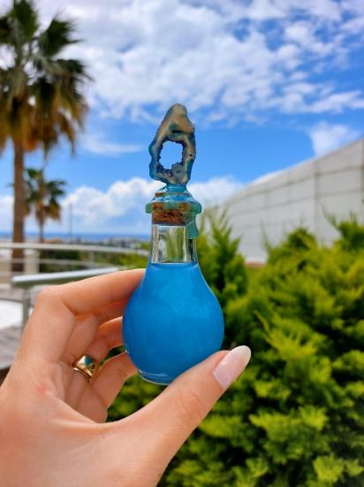 Spiritüel Mini Mavi Akik Crystal İksir Şişesi