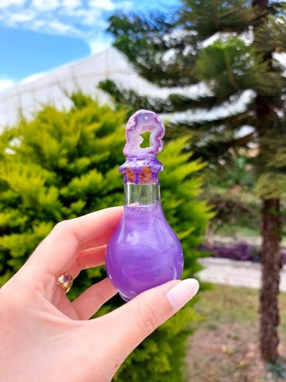 Spiritüel Mini Mor Akik Crystal İksir Şişesi