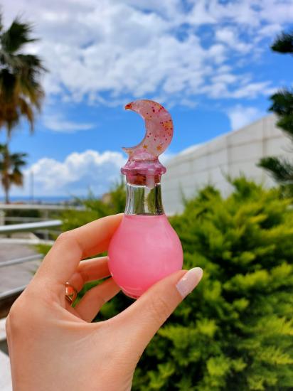  Spiritüel Mini Pembe Akik Crystal İksir Şişesi