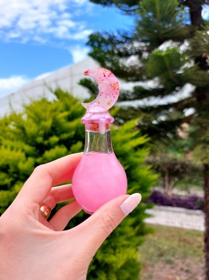  Spiritüel Mini Pembe Akik Crystal İksir Şişesi