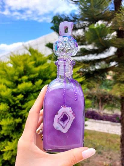 Spiritüel Mor Akik Crystal İksir Şişesi