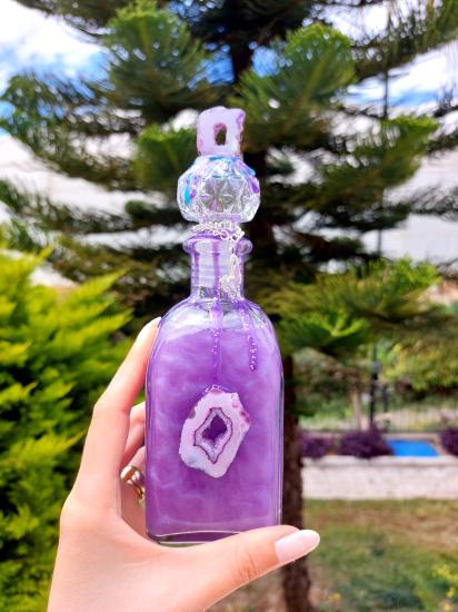 Spiritüel Mor Akik Crystal İksir Şişesi