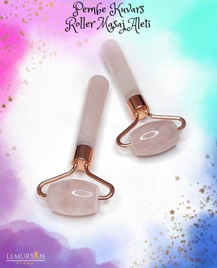 Pembe Kuvars Mini Roller Yüz Masaj Aleti