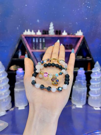 Pembe Kuvars - Oniks - Rainbow Hematit Özel Tasarım Sevgili Bilekliği