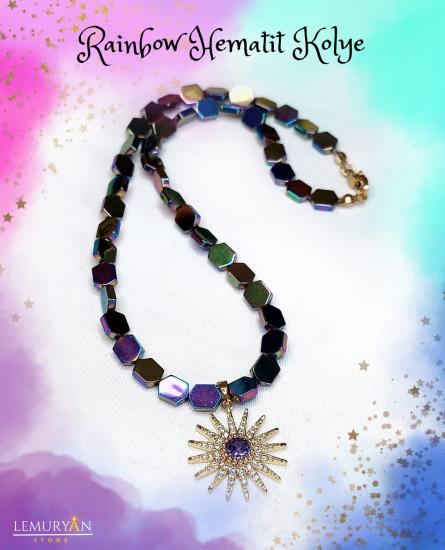 Rainbow Hematit Kadın Tasarım Kolye