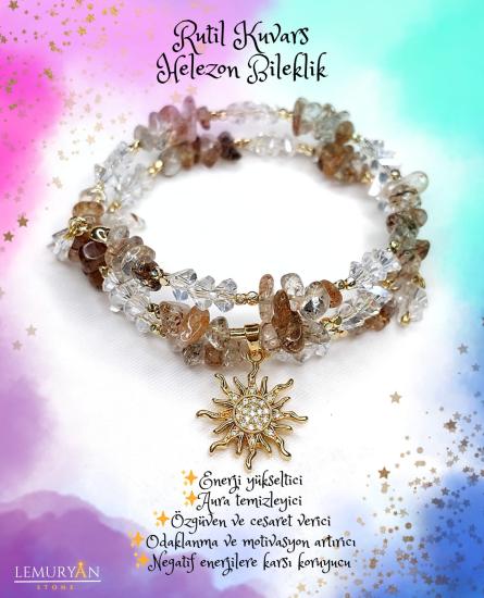 Rutil Kuvars Helezon Tel Kadın Tasarım Bileklik