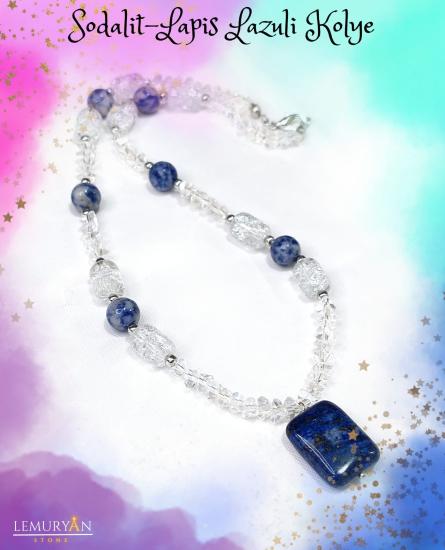 Sodallit & Lapis Lazuli Kadın Tasarım Doğaltaş Kolye