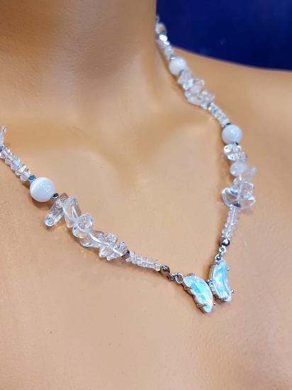 Kristal Kuvars & Kedigözü Kadın Tasarım Doğaltaş Kolye