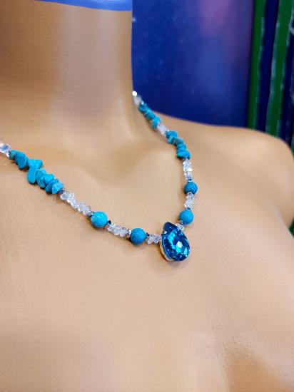 Turkuaz Kadın Tasarım Doğaltaş Kolye