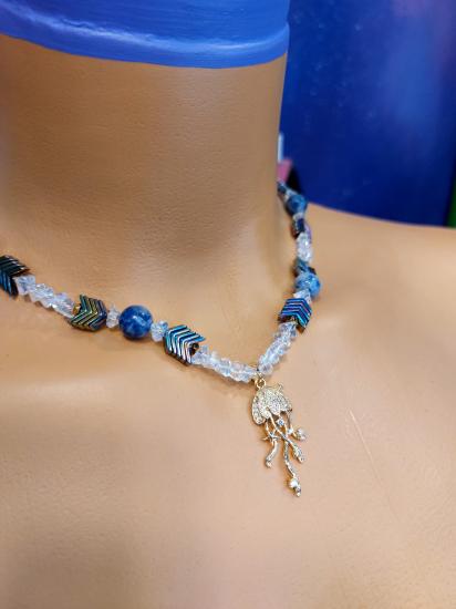 Sodalit & Rainbow Hematit Kadın Tasarım Doğaltaş Kolye