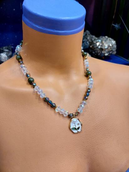 Yeşim Taşı - Rainbow Hematit Kadın Tasarım Kolye