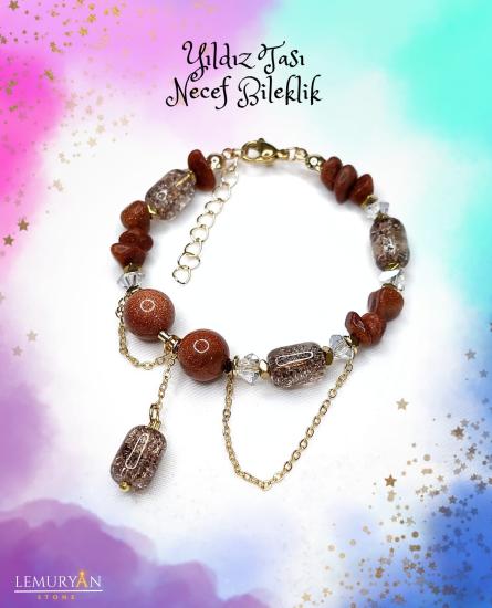 Yıldız Taşı (Altın Taş) & Necef Taşı Kadın Tasarım Doğaltaş Bileklik