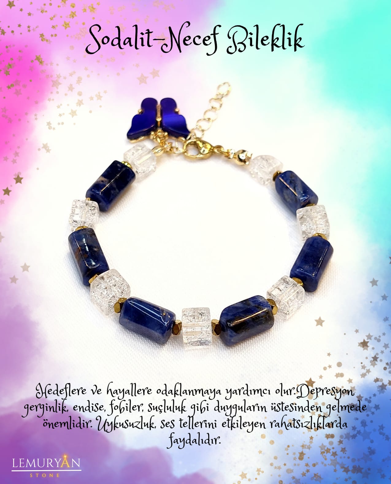 Sodalit & Necef Taşı Kadın Tasarım Bileklik